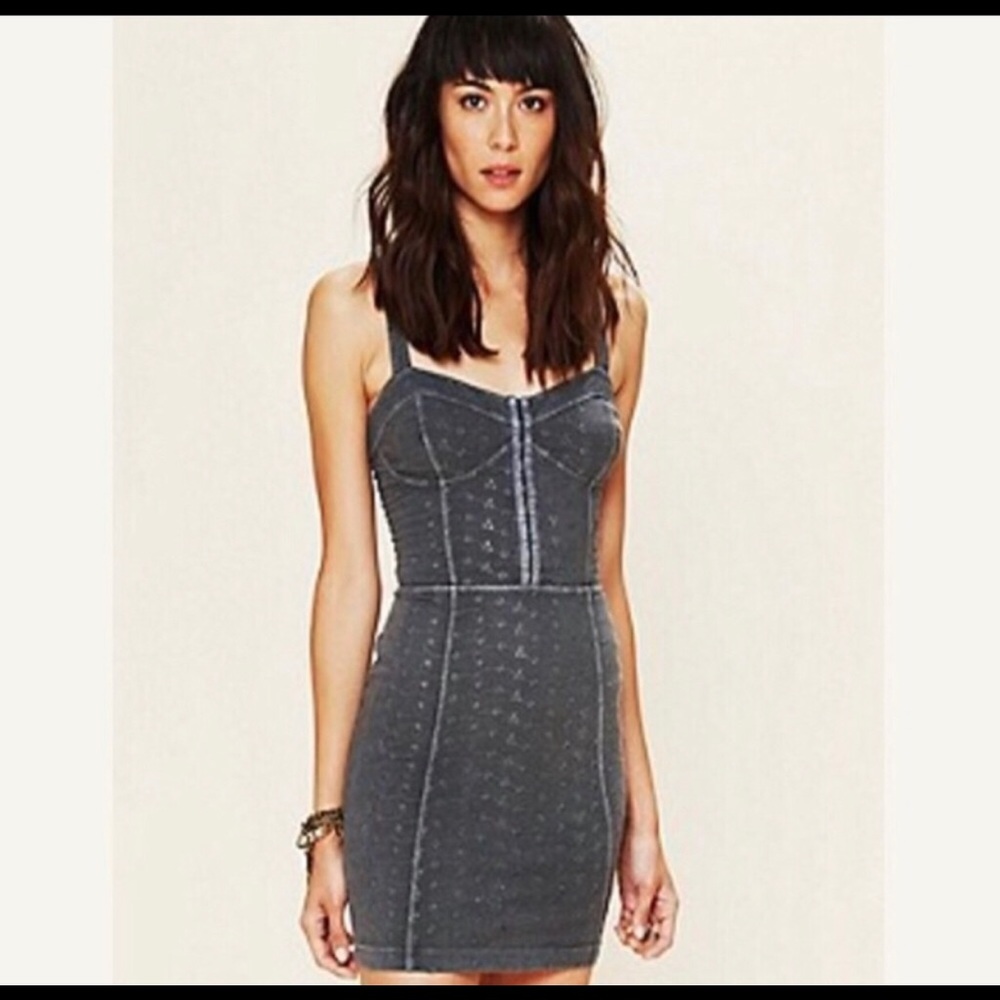 Vintage FP 90’s knit eyelet hook&eye corset dress